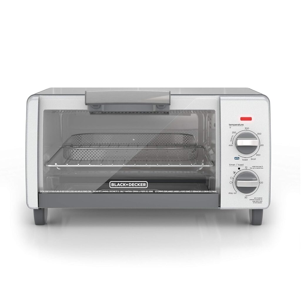 BLACK+DECKER Crisp N Bake Air Fry 4-Slice Toaster Oven, Gray, TO1785SG BLACK+DECKER Crisp N Bake Air Fry 4-Slice Toaster Oven, Gray, TO1785SG