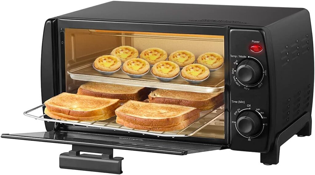 COMFEE Mini 2-Slice Toaster Oven, Countertop toaster oven, 2-Knobs Easy to Control with Timer for Bake, Broil, Toast, 1000W, Black/White (CO-B08AA(BK)) COMFEE Mini 2-Slice Toaster Oven, Countertop toaster oven, 2-Knobs Easy to Control with Timer for Bake, Broil, Toast, 1000W, Black/White (CO-B08AA(BK))