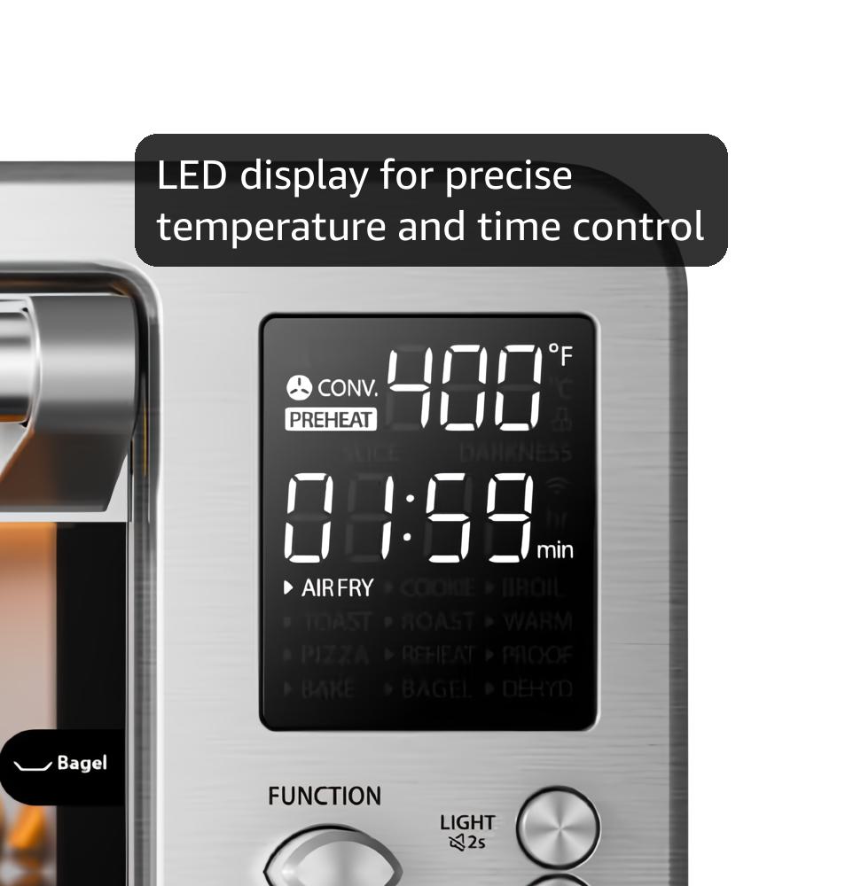 TOSHIBA ChefFry Air Fryer Toaster Oven Combo, 26.4 QT Large Capacity, 12-in-1 Countertop Toaster Oven, Stainless Steel TOSHIBA ChefFry Air Fryer Toaster Oven Combo, 26.4 QT Large Capacity, 12-in-1 Countertop Toaster Oven, Stainless Steel