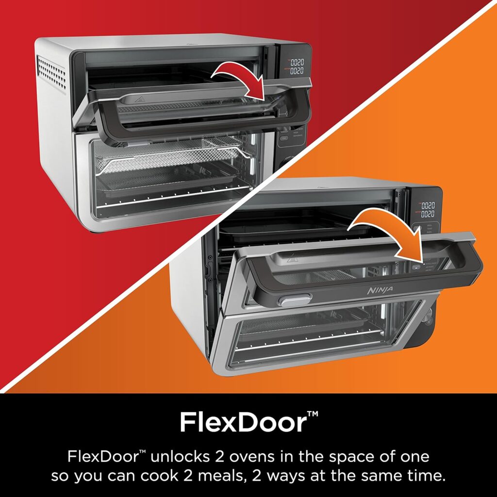 Ninja DCT401 12-in-1 Double Oven with FlexDoor, FlavorSeal Smart Finish, Rapid Top Convection and Air Fry Bottom, Bake, Roast, Toast, Air Fry, Pizza and More, Stainless Steel (Renewed) Ninja DCT401 12-in-1 Double Oven with FlexDoor, FlavorSeal Smart Finish, Rapid Top Convection and Air Fry Bottom, Bake, Roast, Toast, Air Fry, Pizza and More, Stainless Steel (Renewed)