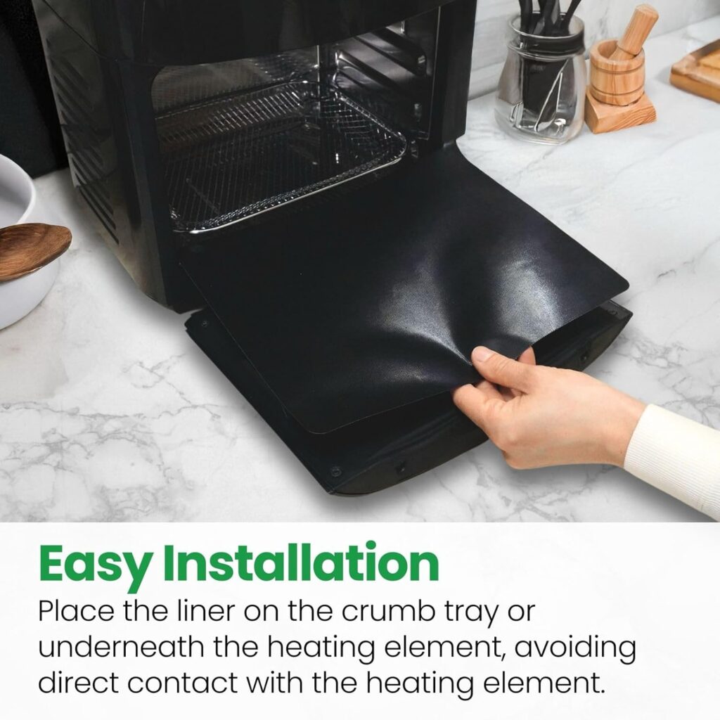 Toaster Oven Liner – Compatible with Breville, Cuisinart, Black Decker, Dash, and More – Nonstick Heat Resistant Reusable Air Fryer Liners, PFOA BPA Free, 9x11, 2 Pack, Black Toaster Oven Liner – Compatible with Breville, Cuisinart, Black Decker, Dash, and More – Nonstick Heat Resistant Reusable Air Fryer Liners, PFOA BPA Free, 9x11, 2 Pack, Black
