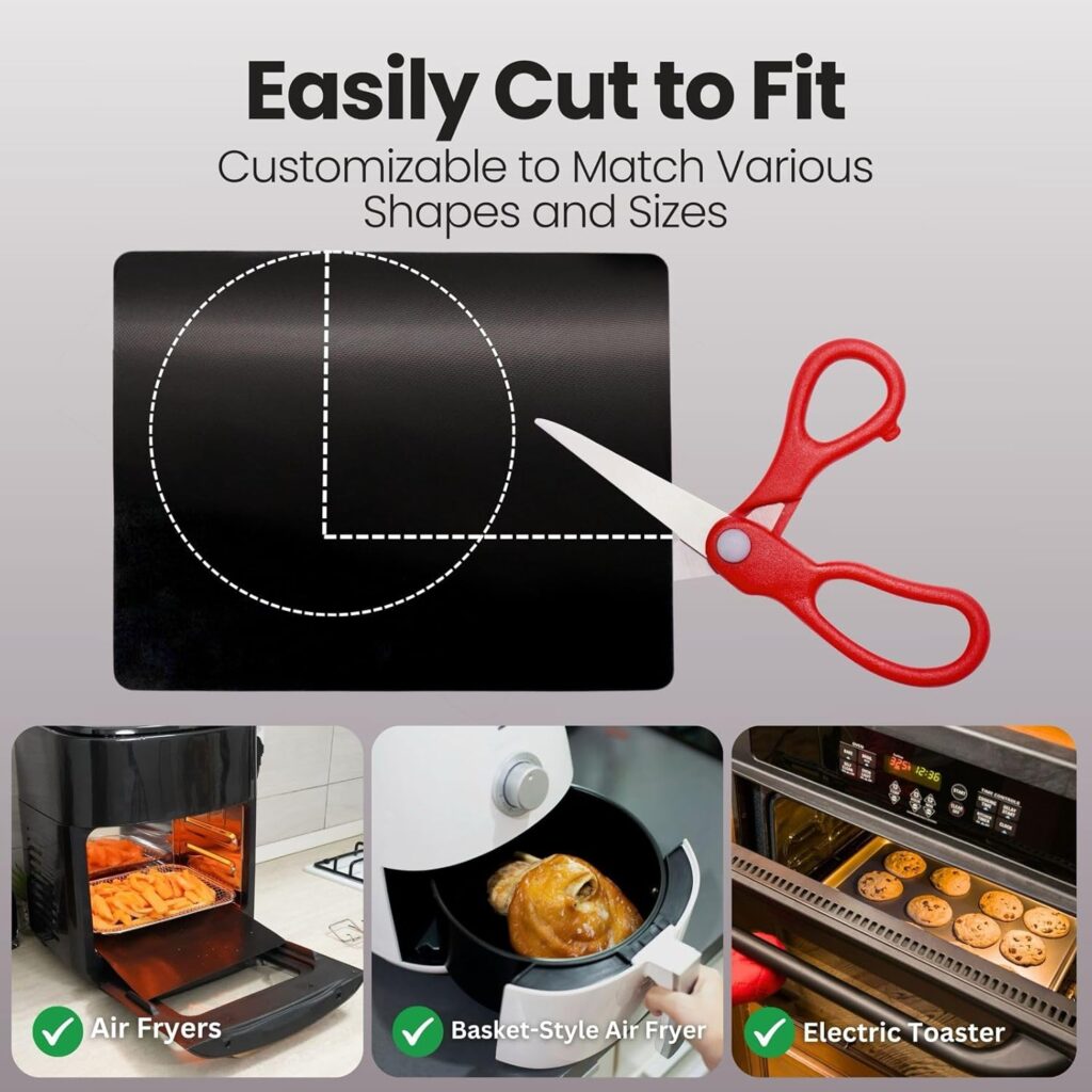 Toaster Oven Liner – Compatible with Breville, Cuisinart, Black Decker, Dash, and More – Nonstick Heat Resistant Reusable Air Fryer Liners, PFOA BPA Free, 9x11, 2 Pack, Black Toaster Oven Liner – Compatible with Breville, Cuisinart, Black Decker, Dash, and More – Nonstick Heat Resistant Reusable Air Fryer Liners, PFOA BPA Free, 9x11, 2 Pack, Black