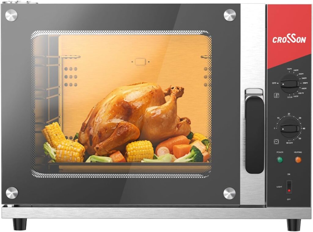 CROSSON 68L Half-Size Convection Oven,4-Tier Commercial Toaster oven w/Front Glass Door,4 set of TraysWire Racks,60 Minutes Timer and Interior Light, 120V/1800W Countertop Conventional Oven CROSSON 68L Half-Size Convection Oven,4-Tier Commercial Toaster oven w/Front Glass Door,4 set of TraysWire Racks,60 Minutes Timer and Interior Light, 120V/1800W Countertop Conventional Oven