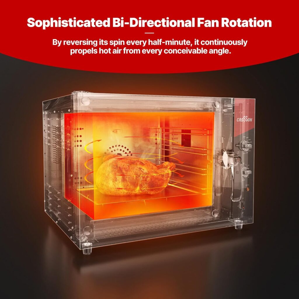 CROSSON 68L Half-Size Convection Oven,4-Tier Commercial Toaster oven w/Front Glass Door,4 set of TraysWire Racks,60 Minutes Timer and Interior Light, 120V/1800W Countertop Conventional Oven CROSSON 68L Half-Size Convection Oven,4-Tier Commercial Toaster oven w/Front Glass Door,4 set of TraysWire Racks,60 Minutes Timer and Interior Light, 120V/1800W Countertop Conventional Oven