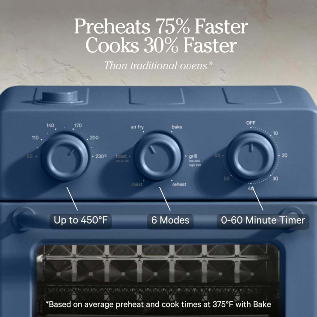 Our Place Wonder Oven | 6-in-1 Stainless Steel Air Fryer Toaster Oven Combo with Basket, Rack, Pan Tray | Compact 13 QT Countertop Capacity - Toast, Roast, Bake, Reheat, Broil Steam | Blue Salt Our Place Wonder Oven | 6-in-1 Stainless Steel Air Fryer Toaster Oven Combo with Basket, Rack, Pan Tray | Compact 13 QT Countertop Capacity - Toast, Roast, Bake, Reheat, Broil Steam | Blue Salt