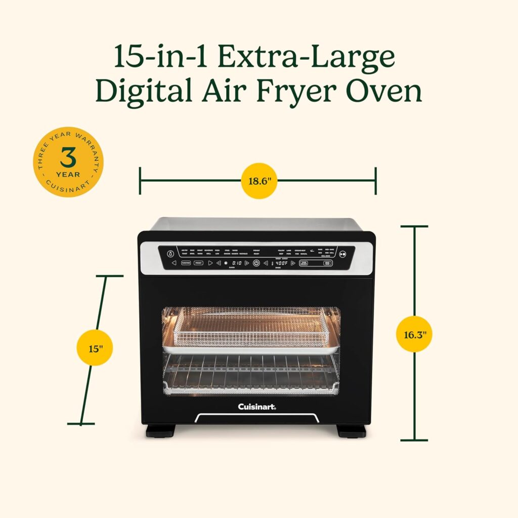 Cuisinart 15-in-1 Extra-Large Digital Air Fryer Oven with 9x13 2-in-1 Pan, Air Fry Lbs of Wings, Cook a Lb Turkey or 5+ Lb Chicken, Toast Slices of Bread, and Bake a Pizza, TOA-112 Cuisinart 15-in-1 Extra-Large Digital Air Fryer Oven with 9x13 2-in-1 Pan, Air Fry Lbs of Wings, Cook a Lb Turkey or 5+ Lb Chicken, Toast Slices of Bread, and Bake a Pizza, TOA-112