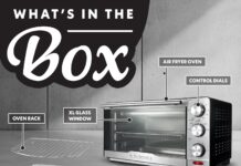 Gourmia Air Fryer Toaster Combo – 6-in-1 Multi-function Countertop Oven Adjustable Temperature & Timer, Fry Basket, Baking Pan, Oven Rack & Pullout Crumb Tray, Stainless Steel