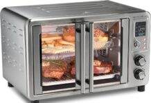 Hamilton Beach Sure Crisp 6-in-1 XL Digital Air Fryer Toaster Oven Combo, With Easy-Access French Doors, Bake, Broil, Toast, Pizza & Reheat Functions, 0.9 cu. ft. Capacity, Stainless Steel (31191)