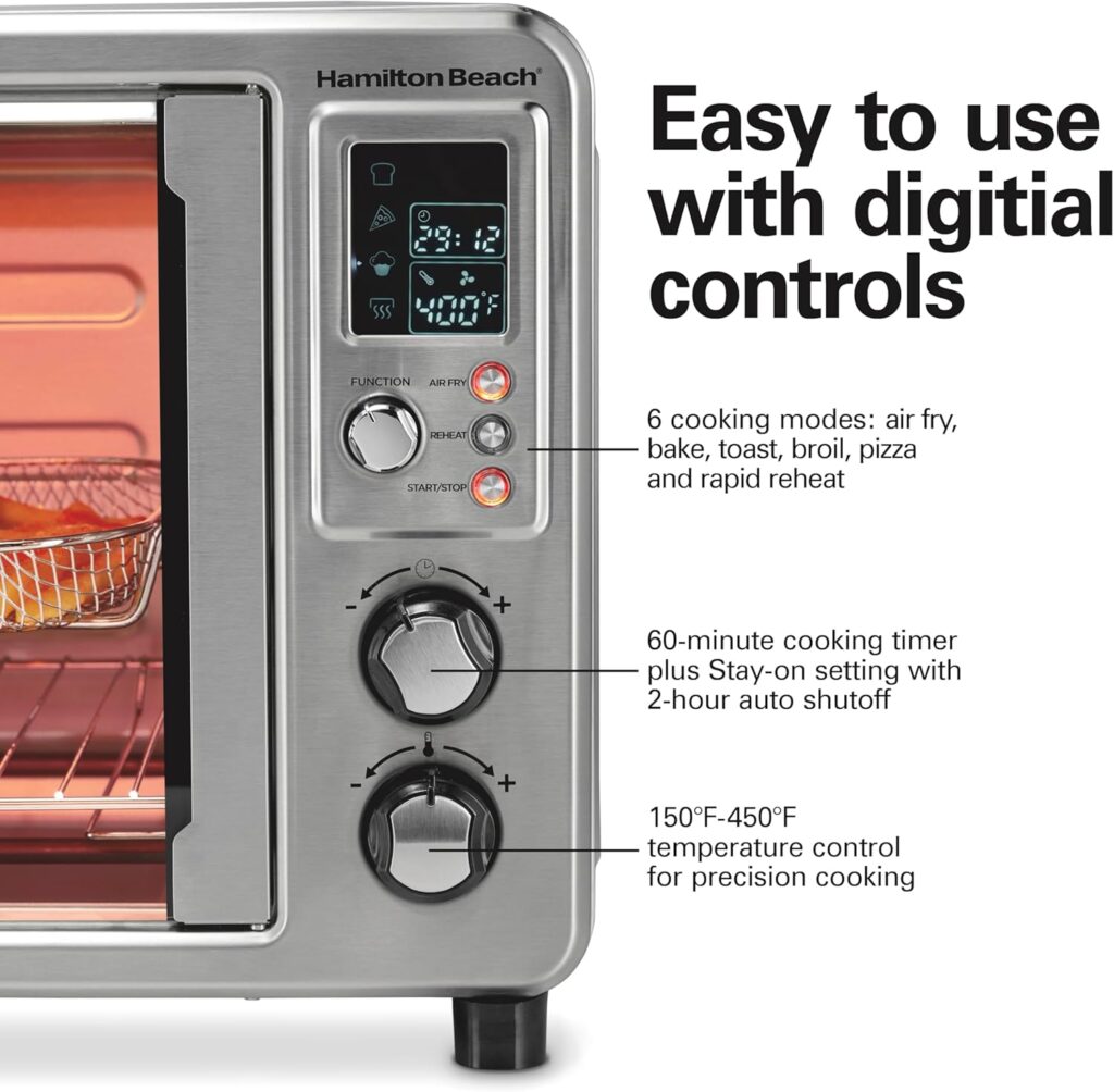Hamilton Beach Sure Crisp 6-in-1 XL Digital Air Fryer Toaster Oven Combo, With Easy-Access French Doors, Bake, Broil, Toast, Pizza Reheat Functions, 0.9 cu. ft. Capacity, Stainless Steel (31191) Hamilton Beach Sure Crisp 6-in-1 XL Digital Air Fryer Toaster Oven Combo, With Easy-Access French Doors, Bake, Broil, Toast, Pizza Reheat Functions, 0.9 cu. ft. Capacity, Stainless Steel (31191)