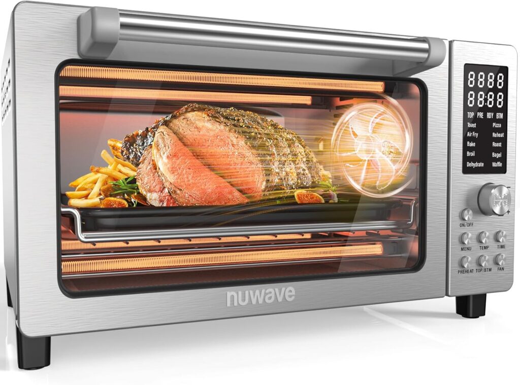 Nuwave Bravo Pro Smart 21QT Toaster Oven Air Fryer Combo, Convection Oven Countertop, functions all in 1, with even quick crisp technology, 50-450°F, 1800W, Stainless Steel Nuwave Bravo Pro Smart 21QT Toaster Oven Air Fryer Combo, Convection Oven Countertop, functions all in 1, with even quick crisp technology, 50-450°F, 1800W, Stainless Steel