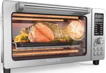 Nuwave Bravo Pro Smart 21QT Toaster Oven Air Fryer Combo, Convection Oven Countertop, 10 functions all in 1, with even & quick crisp technology, 50-450°F, 1800W, Stainless Steel