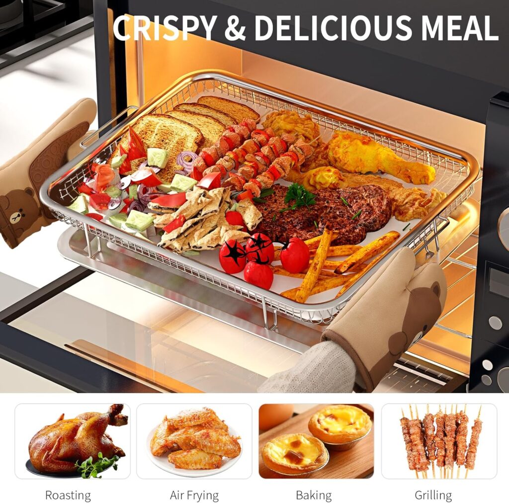 Air Fryer Basket for Oven, OPENICE 15.3 x 11.0 Large Air Fryer Tray and Pan with 30PCS Parchment Papers, Stainless Steel Oven Air Fryer Basket and Tray for Baking Grilling Air Fryer Basket for Oven, OPENICE 15.3 x 11.0 Large Air Fryer Tray and Pan with 30PCS Parchment Papers, Stainless Steel Oven Air Fryer Basket and Tray for Baking Grilling