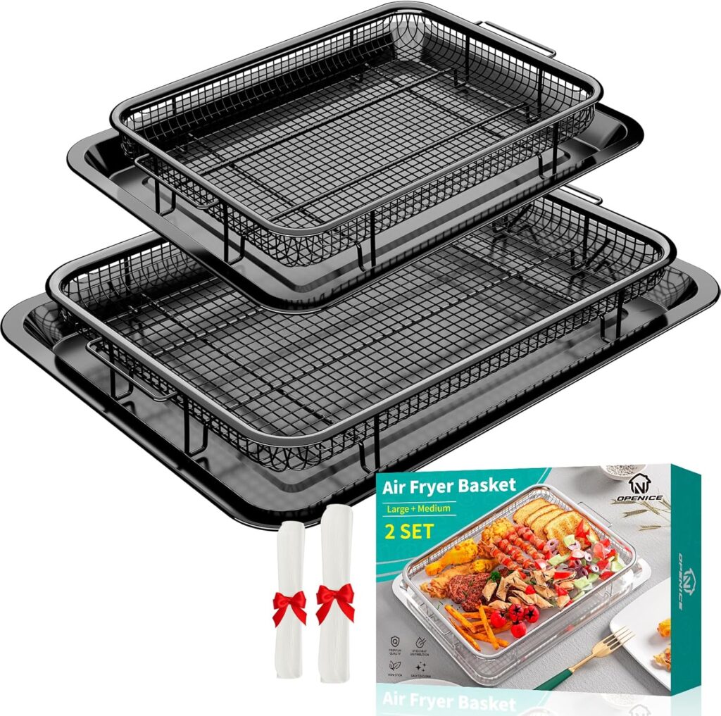 Air Fryer Basket for Oven, OPENICE 15.3 x 11.0 Large Air Fryer Tray and Pan with 30PCS Parchment Papers, Stainless Steel Oven Air Fryer Basket and Tray for Baking Grilling Air Fryer Basket for Oven, OPENICE 15.3 x 11.0 Large Air Fryer Tray and Pan with 30PCS Parchment Papers, Stainless Steel Oven Air Fryer Basket and Tray for Baking Grilling