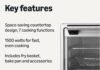 Amazon Basics 6-Slice 23-QT Toaster Oven with Built-In Air Fryer, 7-In-1 Cooking Options, 60-Min Timer & Adjustable Temperature (200°F – 450°F), With Accessories, 1500W, Stainless Steel, Silver/Gray