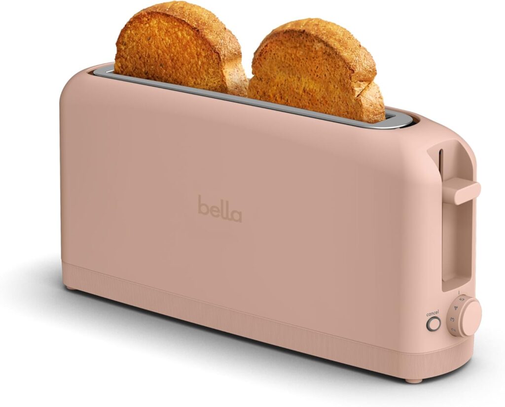 bella Slice Slim Toaster, Fits-anywhere™ Kitchenware, Setting Shade Control with Reheat Cancel Buttons, Fits sourdough, 10” Long Slot, Anti Jam Auto Shutoff, Watt, Oatmilk bella Slice Slim Toaster, Fits-anywhere™ Kitchenware, Setting Shade Control with Reheat Cancel Buttons, Fits sourdough, 10” Long Slot, Anti Jam Auto Shutoff, Watt, Oatmilk