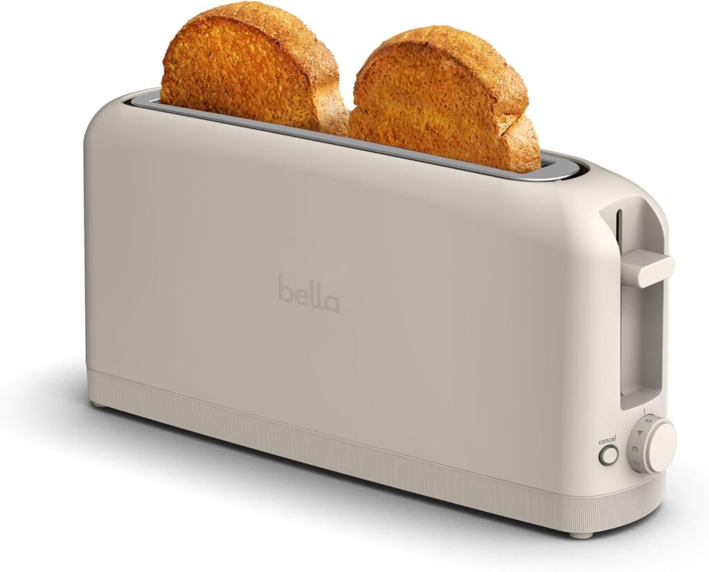 bella Slice Slim Toaster, Fits-anywhere™ Kitchenware, Setting Shade Control with Reheat Cancel Buttons, Fits sourdough, 10” Long Slot, Anti Jam Auto Shutoff, Watt, Oatmilk bella Slice Slim Toaster, Fits-anywhere™ Kitchenware, Setting Shade Control with Reheat Cancel Buttons, Fits sourdough, 10” Long Slot, Anti Jam Auto Shutoff, Watt, Oatmilk
