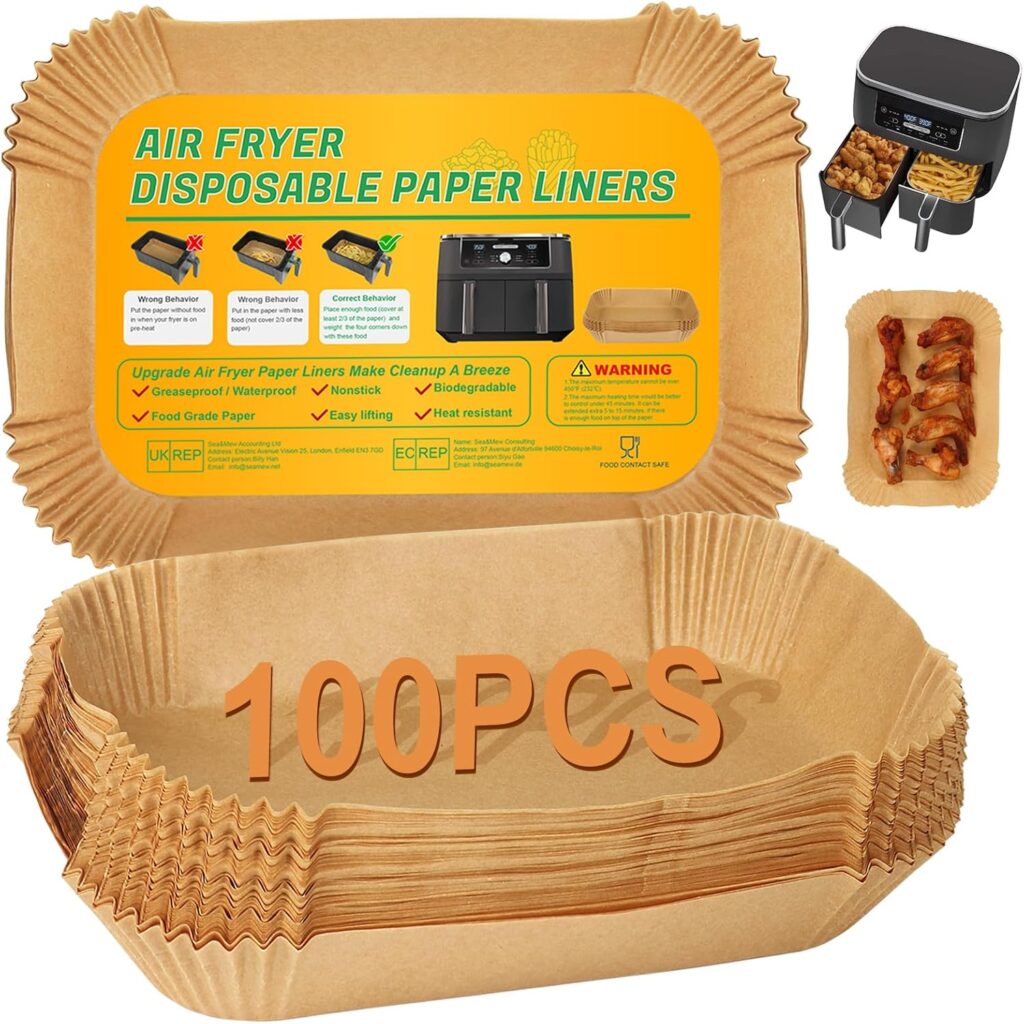 BYKITCHEN Air Fryer Disposable Paper Liners for Ninja Dual Airfryer, 100PCS Rectangle Air Fryer Parchment Paper Sheets for Ninja DZ201/DZ401/DZ550/SL401 More, Ninja Airfryer Double Stack Accessories BYKITCHEN Air Fryer Disposable Paper Liners for Ninja Dual Airfryer, 100PCS Rectangle Air Fryer Parchment Paper Sheets for Ninja DZ201/DZ401/DZ550/SL401 More, Ninja Airfryer Double Stack Accessories