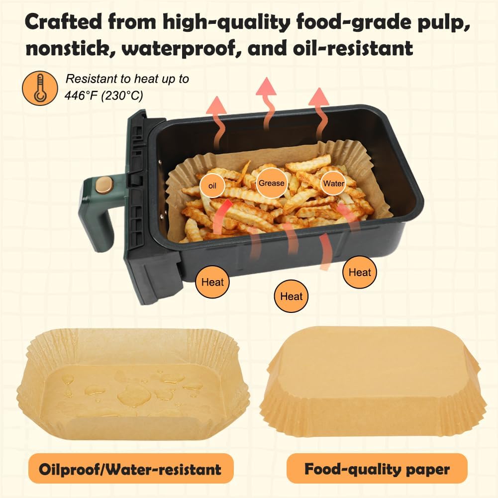 BYKITCHEN Air Fryer Disposable Paper Liners for Ninja Dual Airfryer, 100PCS Rectangle Air Fryer Parchment Paper Sheets for Ninja DZ201/DZ401/DZ550/SL401 More, Ninja Airfryer Double Stack Accessories BYKITCHEN Air Fryer Disposable Paper Liners for Ninja Dual Airfryer, 100PCS Rectangle Air Fryer Parchment Paper Sheets for Ninja DZ201/DZ401/DZ550/SL401 More, Ninja Airfryer Double Stack Accessories