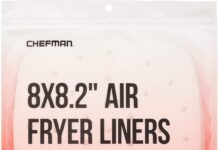 Chefman Disposable Air Fryer Liners, Heat-Resistant Parchment Paper For Baskets, 100 Pack, 8x 8” Square