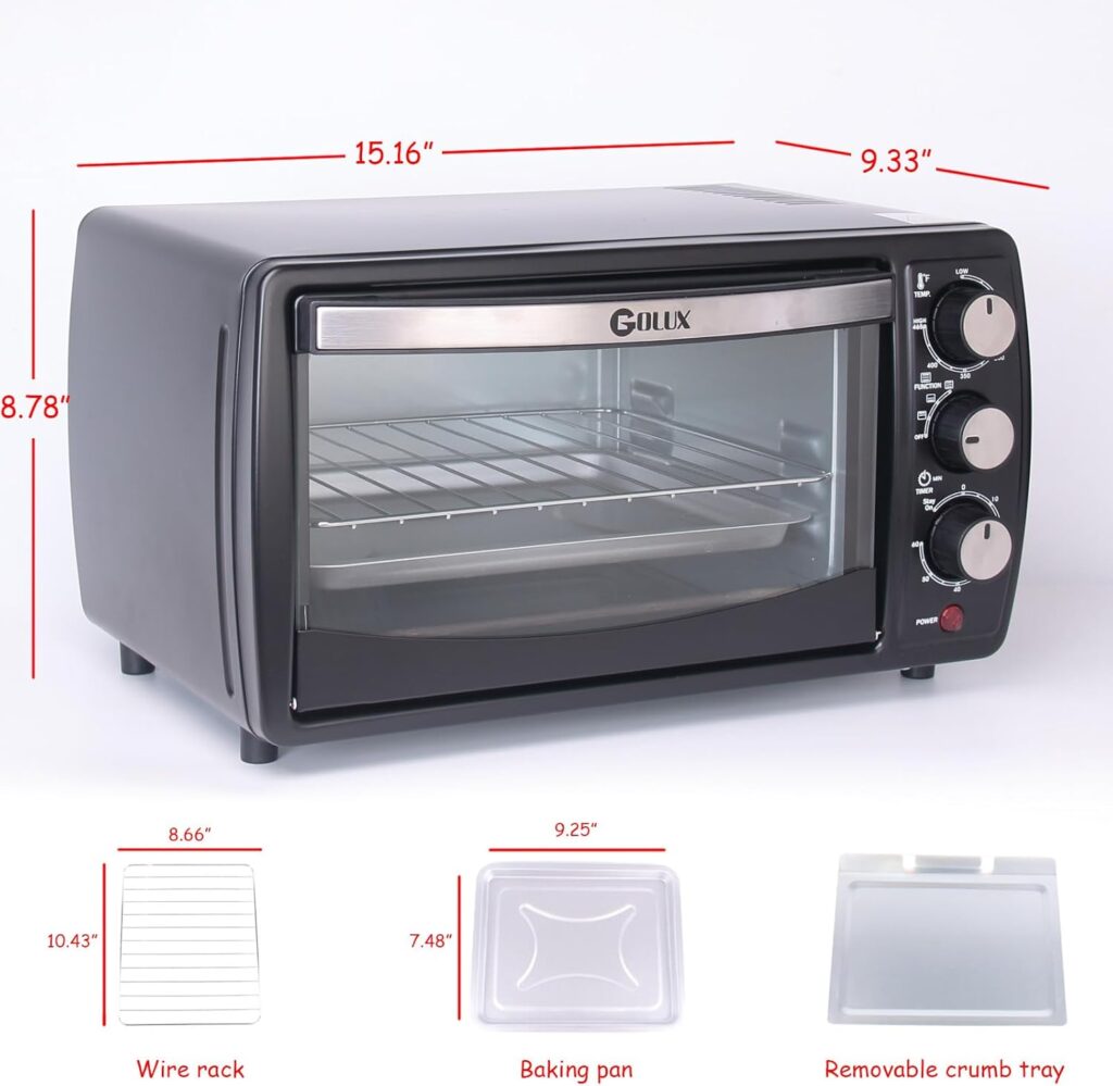 GT12 Black Countertop Toaster Oven, 12L Compact Small Oven, 1200W, Fits Slices, Cooking Modes, 60-Min Timer Adjustable Temperature, For Toast, Bake Broil, Ideal for Apartment Dorm GT12 Black Countertop Toaster Oven, 12L Compact Small Oven, 1200W, Fits Slices, Cooking Modes, 60-Min Timer Adjustable Temperature, For Toast, Bake Broil, Ideal for Apartment Dorm