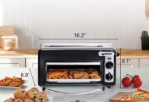 Hamilton Beach Versatile 2-in-1 Countertop Toaster Oven & Long Slot 2 Slice Toaster for Toasting & Baking, Automatic Shut Off, Shade Selector, Temperature Control, Compact Retro Design, Black (22725)