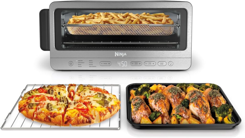 Ninja Air Fryer Toaster Oven Combo | 8-in-1 Functionality | Flip Up Away for Storage Space | Air Fry Basket, Sheet Pan, Wire Rack Removable Crumb Tray |1800 Watt | Stainless Steel | SP151 Ninja Air Fryer Toaster Oven Combo | 8-in-1 Functionality | Flip Up Away for Storage Space | Air Fry Basket, Sheet Pan, Wire Rack Removable Crumb Tray |1800 Watt | Stainless Steel | SP151