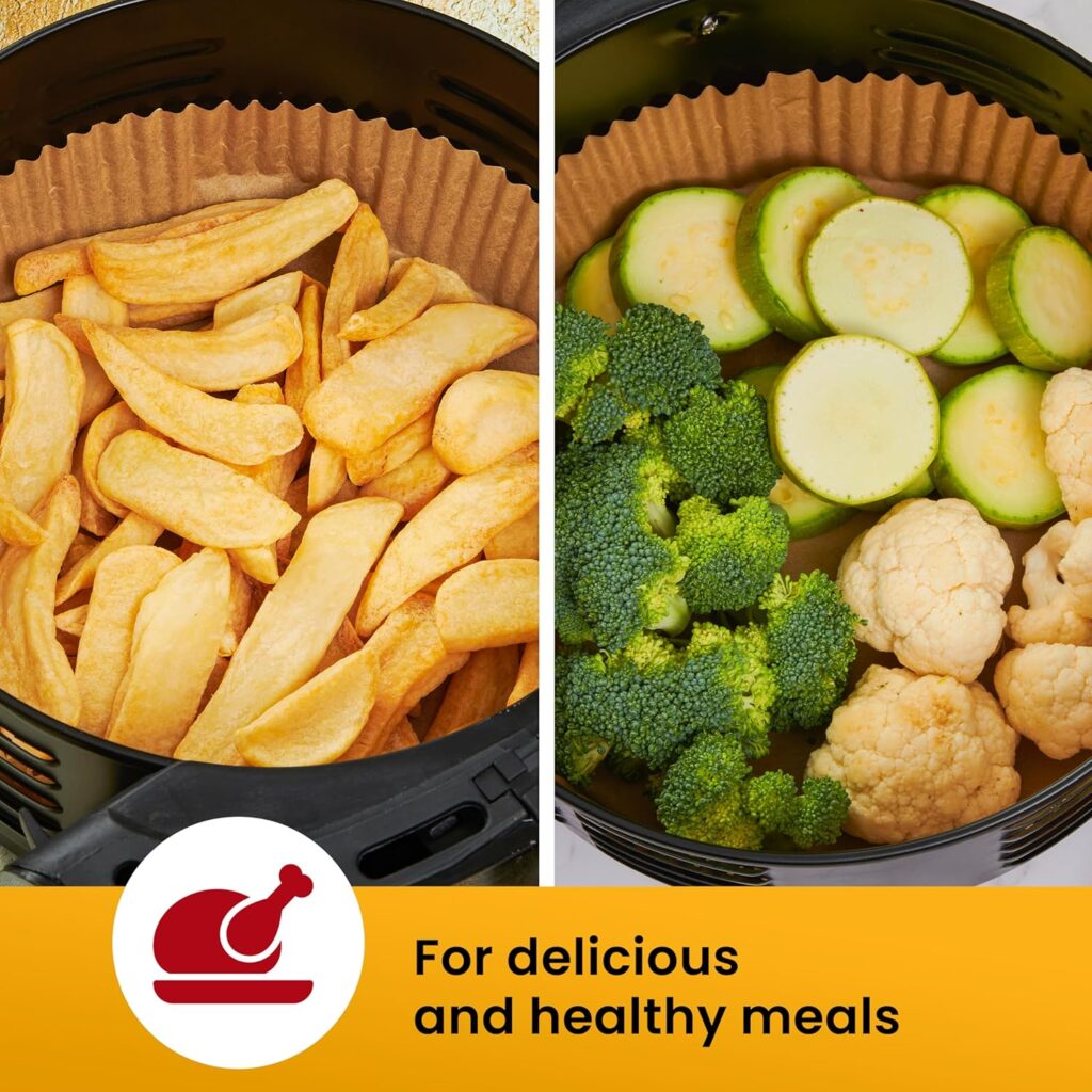 Air Fryer Liners for Ninja, Pcs Round Disposable Airfryer Paper Liners – Non-Stick and Oil Proof for Easy Cleanup, Great for Oven, Pans Baking – Inch for 5-8 qt Basket by Bakers Signature Air Fryer Liners for Ninja, Pcs Round Disposable Airfryer Paper Liners – Non-Stick and Oil Proof for Easy Cleanup, Great for Oven, Pans Baking – Inch for 5-8 qt Basket by Bakers Signature