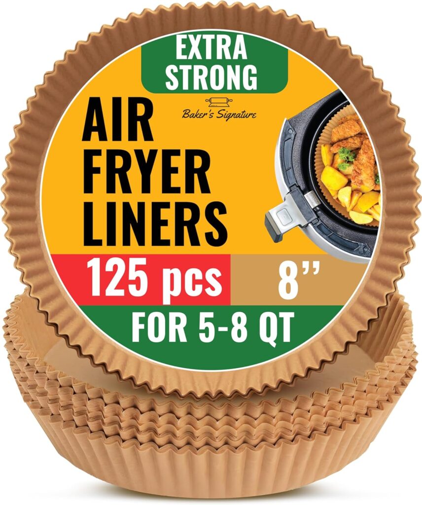 Air Fryer Liners for Ninja, Pcs Round Disposable Airfryer Paper Liners – Non-Stick and Oil Proof for Easy Cleanup, Great for Oven, Pans Baking – Inch for 5-8 qt Basket by Bakers Signature Air Fryer Liners for Ninja, Pcs Round Disposable Airfryer Paper Liners – Non-Stick and Oil Proof for Easy Cleanup, Great for Oven, Pans Baking – Inch for 5-8 qt Basket by Bakers Signature