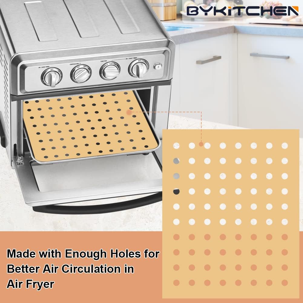 BYKITCHEN Air Fryer Oven Liner, 9x11 Inch, Unbleached Rectangle Air Fryer Parchment Paper, Compatible with Cuisinart, Breville, Emeril Lagasse and More, Airfryer Toaster Oven Accessories(Set of 100) BYKITCHEN Air Fryer Oven Liner, 9x11 Inch, Unbleached Rectangle Air Fryer Parchment Paper, Compatible with Cuisinart, Breville, Emeril Lagasse and More, Airfryer Toaster Oven Accessories(Set of 100)