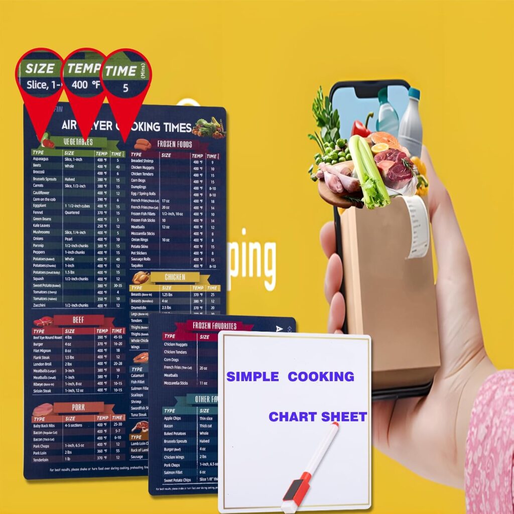 Libite Air Fryer Cooking Times Magnetic Cheat Sheet For Beginners Experts, Cooking Guide Libite Air Fryer Cooking Times Magnetic Cheat Sheet For Beginners Experts, Cooking Guide