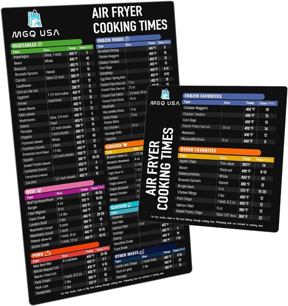 Air Fryer Magnetic Cheat Sheet Set, Air Fryer Accessories Cook Times, Airfryer Magnet Sheet Quick Reference Guide for Cooking and Frying (Black) Air Fryer Magnetic Cheat Sheet Set, Air Fryer Accessories Cook Times, Airfryer Magnet Sheet Quick Reference Guide for Cooking and Frying (Black)