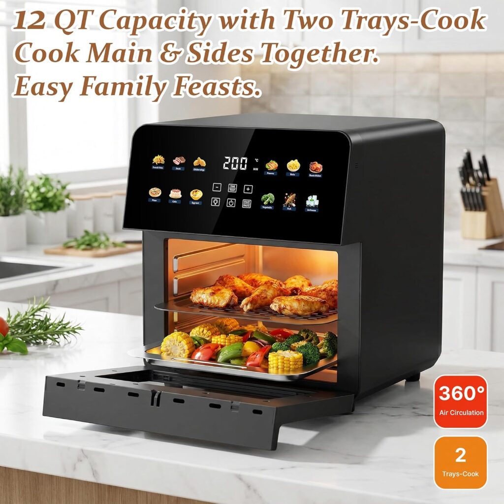 Ludatido Upgraded 12QT Air Fryer Oven, 8-in-1 Toaster Oven Combo, Presets, Family Size Countertop Oven, Baking Racks Gloves, Roast Bake Air Fry, Easy to Clean Ludatido Upgraded 12QT Air Fryer Oven, 8-in-1 Toaster Oven Combo, Presets, Family Size Countertop Oven, Baking Racks Gloves, Roast Bake Air Fry, Easy to Clean