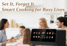 Ludatido 2026 Upgraded 12QT Air Fryer Oven, 8-in-1 Toaster Oven Combo, 8 Presets, Family Size Countertop Oven, 2 Baking Racks & Gloves, Roast Bake Air Fry, Easy to Clean