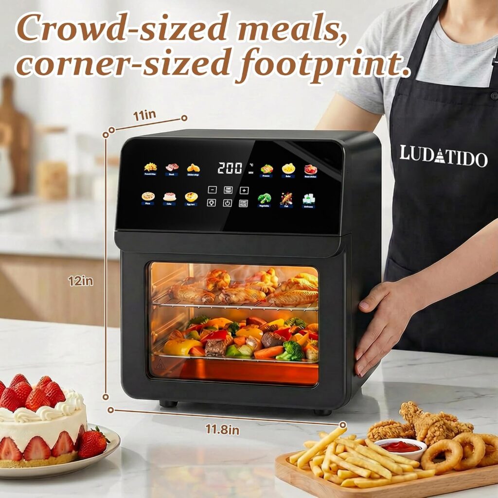 Ludatido Upgraded 12QT Air Fryer Oven, 8-in-1 Toaster Oven Combo, Presets, Family Size Countertop Oven, Baking Racks Gloves, Roast Bake Air Fry, Easy to Clean Ludatido Upgraded 12QT Air Fryer Oven, 8-in-1 Toaster Oven Combo, Presets, Family Size Countertop Oven, Baking Racks Gloves, Roast Bake Air Fry, Easy to Clean