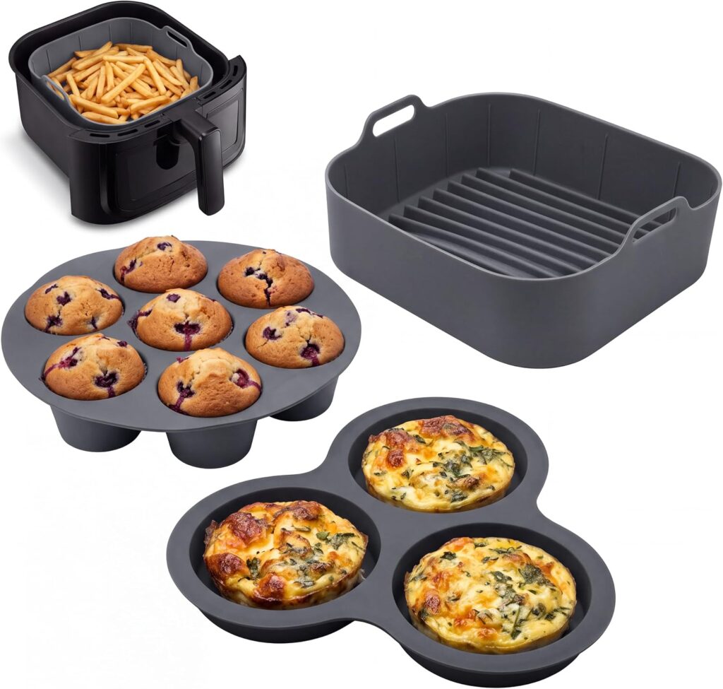 Gourmia Silicone Air Fryer Liners - 3 Piece Set with Egg Bite & Muffin Mold review | Air Fryer Reviews Gourmia Silicone Air Fryer Liners - Piece Set with Egg Bite & Muffin Mold review