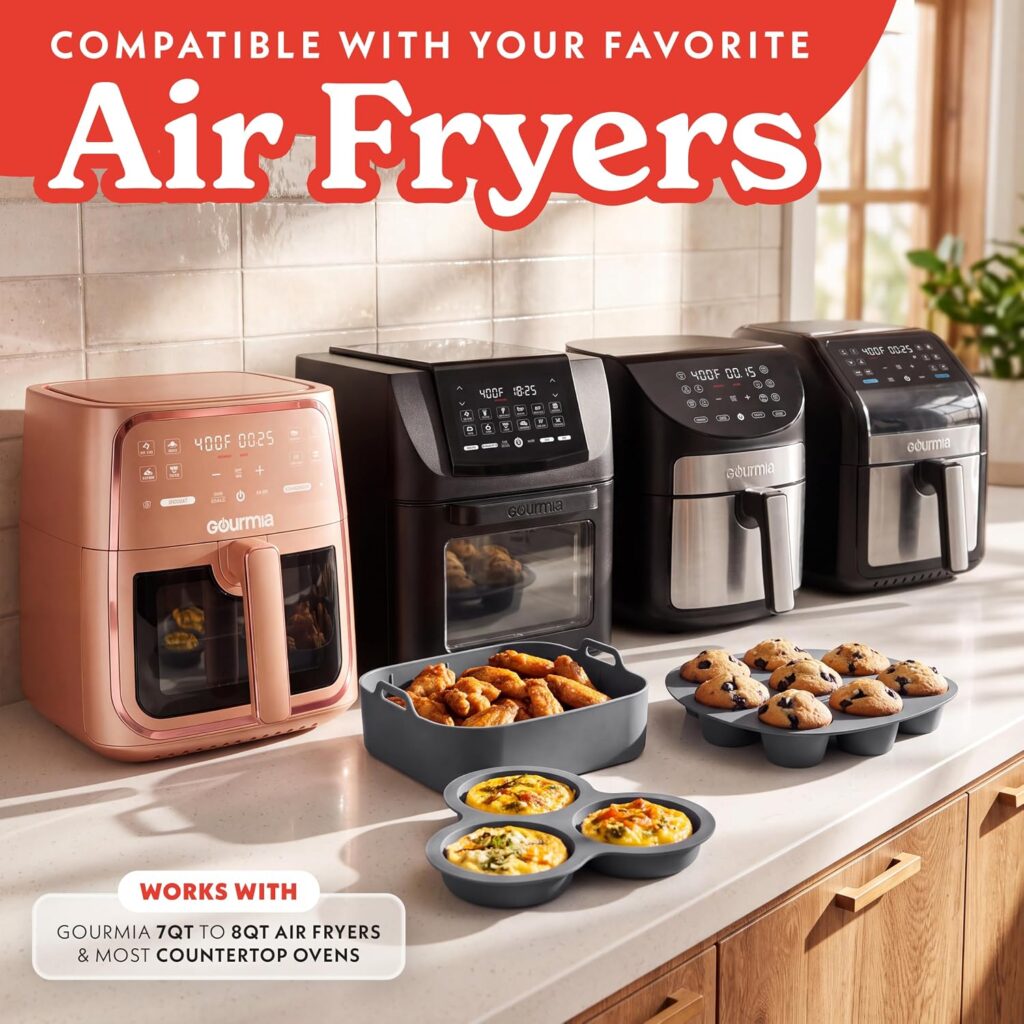 Gourmia Silicone Air Fryer Liners - 3 Piece Set with Egg Bite & Muffin Mold review | Air Fryer Reviews Gourmia Silicone Air Fryer Liners - Piece Set with Egg Bite & Muffin Mold review