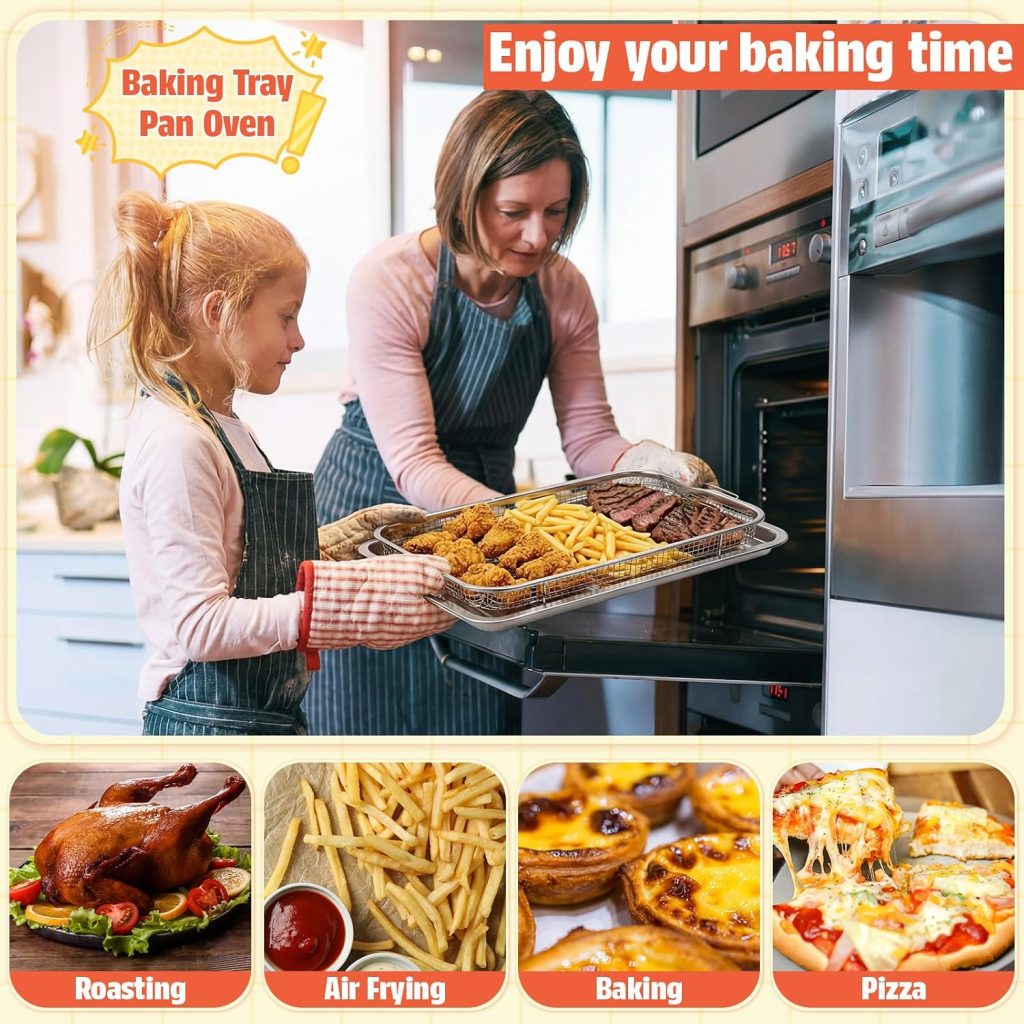2 Set Extra Large Air Fryer review | Air Fryer Reviews 2 Set Extra Large Air Fryer Baskets for Oven 18.5" x 12.8" Stainless Steel Air Fryer Basket and Tray with Pcs Parchment