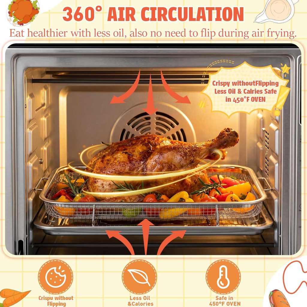 2 Set Extra Large Air Fryer review | Air Fryer Reviews 2 Set Extra Large Air Fryer Baskets for Oven 18.5" x 12.8" Stainless Steel Air Fryer Basket and Tray with Pcs Parchment