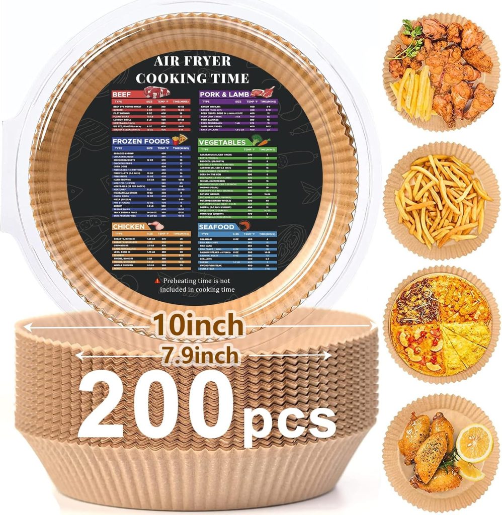 200PCS Air Fryer Liners Disposable: Round review | Air Fryer Reviews 200PCS Air Fryer Liners Disposable: Round Inch Non-Stick Airfryer Paper Liners - Food Grade Parchment Paper for QT