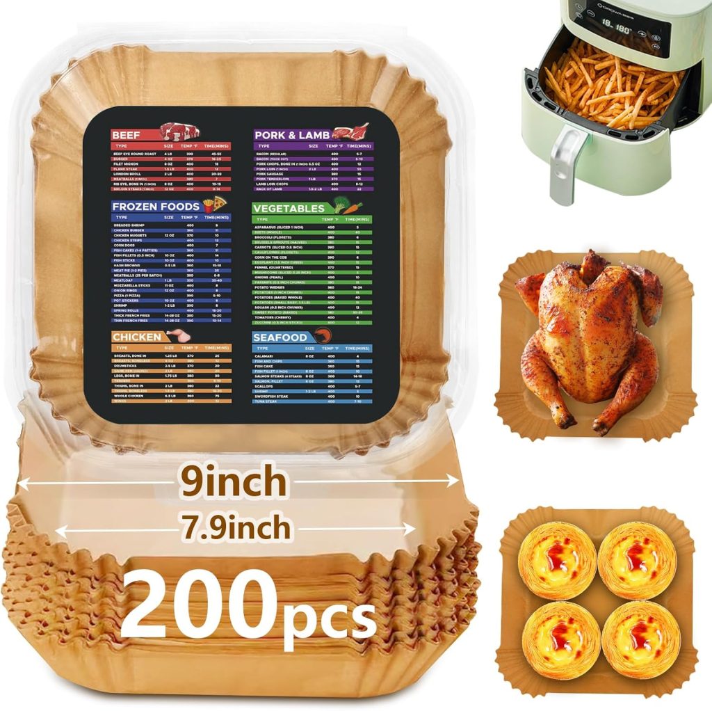 200PCS Air Fryer Liners Disposable: Round review | Air Fryer Reviews 200PCS Air Fryer Liners Disposable: Round Inch Non-Stick Airfryer Paper Liners - Food Grade Parchment Paper for QT