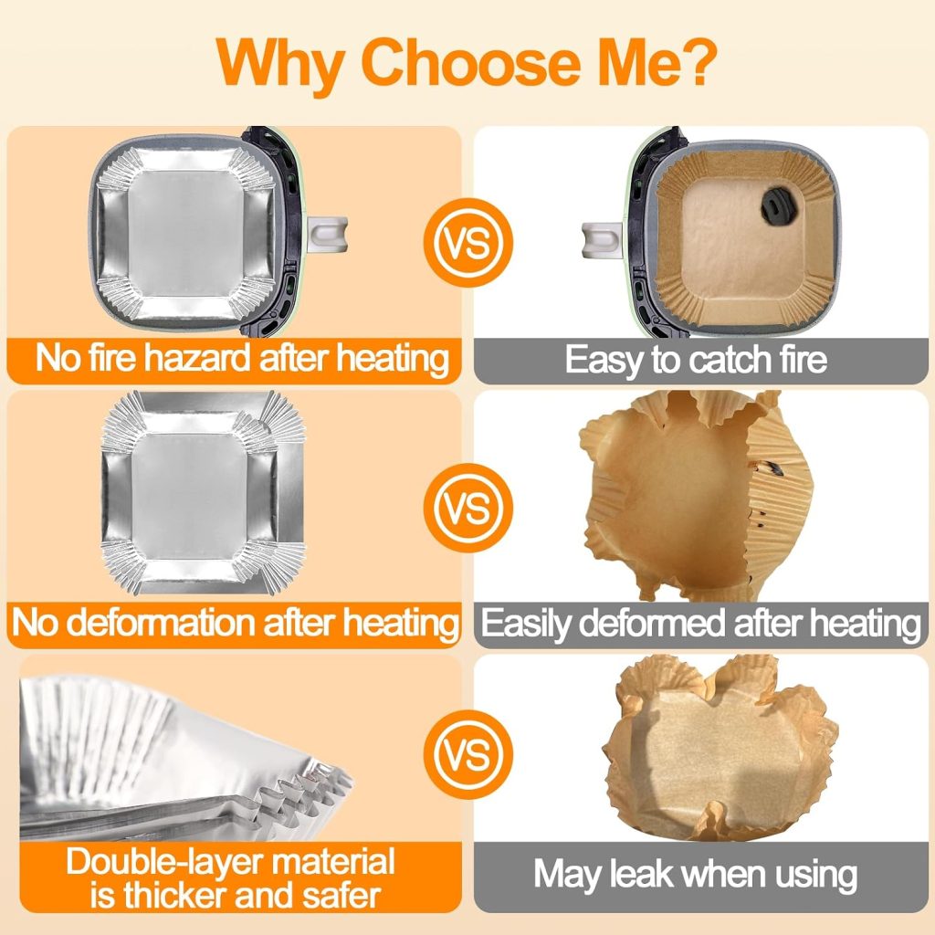 Air Fryer Liners review | Air Fryer Reviews Air Fryer Liners, 100Pcs Aluminum Foil Air Fryer Disposable Paper Liner