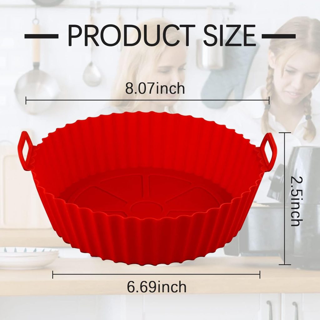 Air Fryer Silicone Liners Pot,8 inch Air Fryer Basket Liners, Silicone Baking Tray Pots for 3 to 5 Qt for Air fryer Oven Reusable Baking Tray Oven Accessories (Red+Black) review | Air Fryer Reviews Air Fryer Silicone Liners Pot,8 inch Air Fryer Basket Liners, Silicone Baking Tray Pots for to Qt for Air fryer Oven