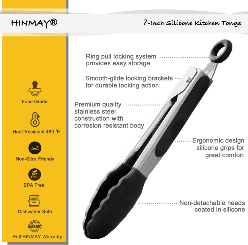 HINMAY Small Silicone Tongs 7-Inch Mini Serving Tongs, Set of 3 (Black Gray White) review | Air Fryer Reviews HINMAY Small Silicone Tongs 7-Inch Mini Serving Tongs, Set of (Black Gray White)
