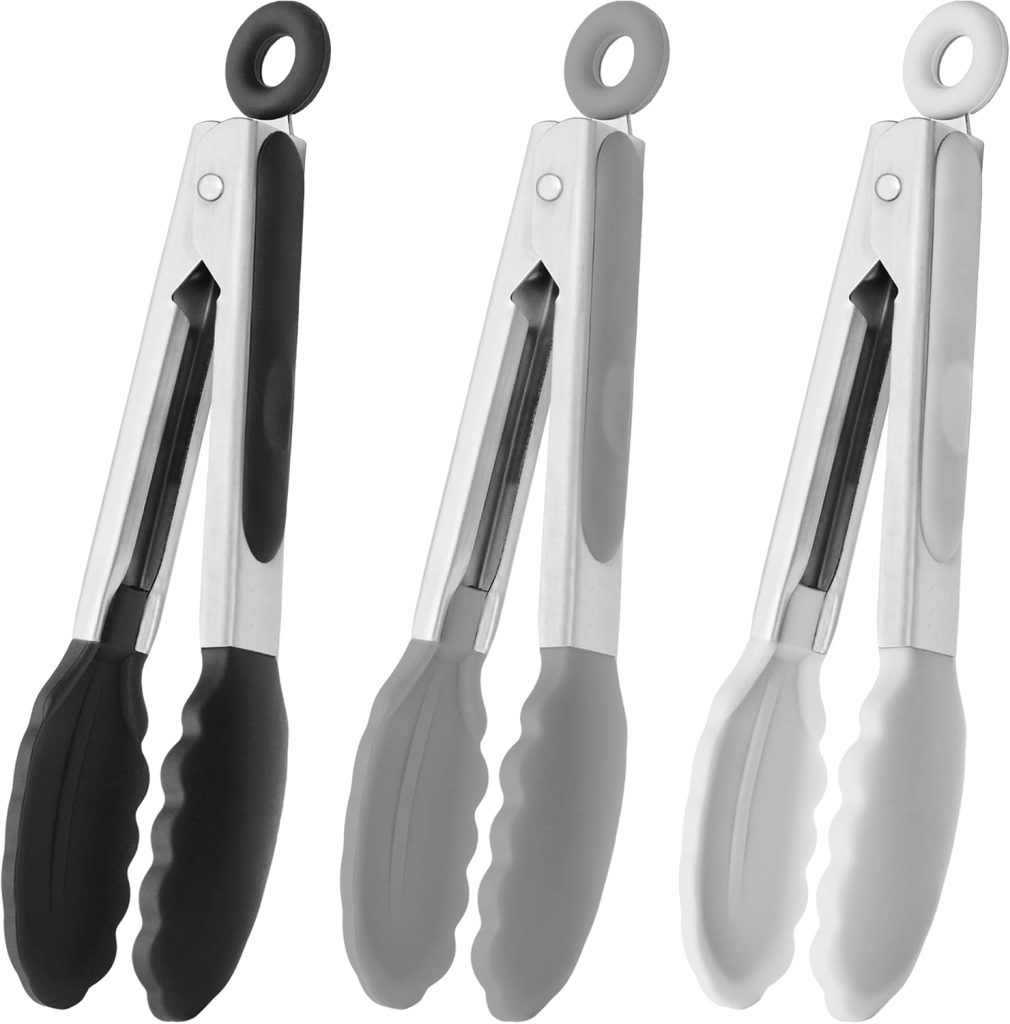 HINMAY Small Silicone Tongs 7-Inch Mini Serving Tongs, Set of 3 (Black Gray White) review | Air Fryer Reviews HINMAY Small Silicone Tongs 7-Inch Mini Serving Tongs, Set of (Black Gray White)