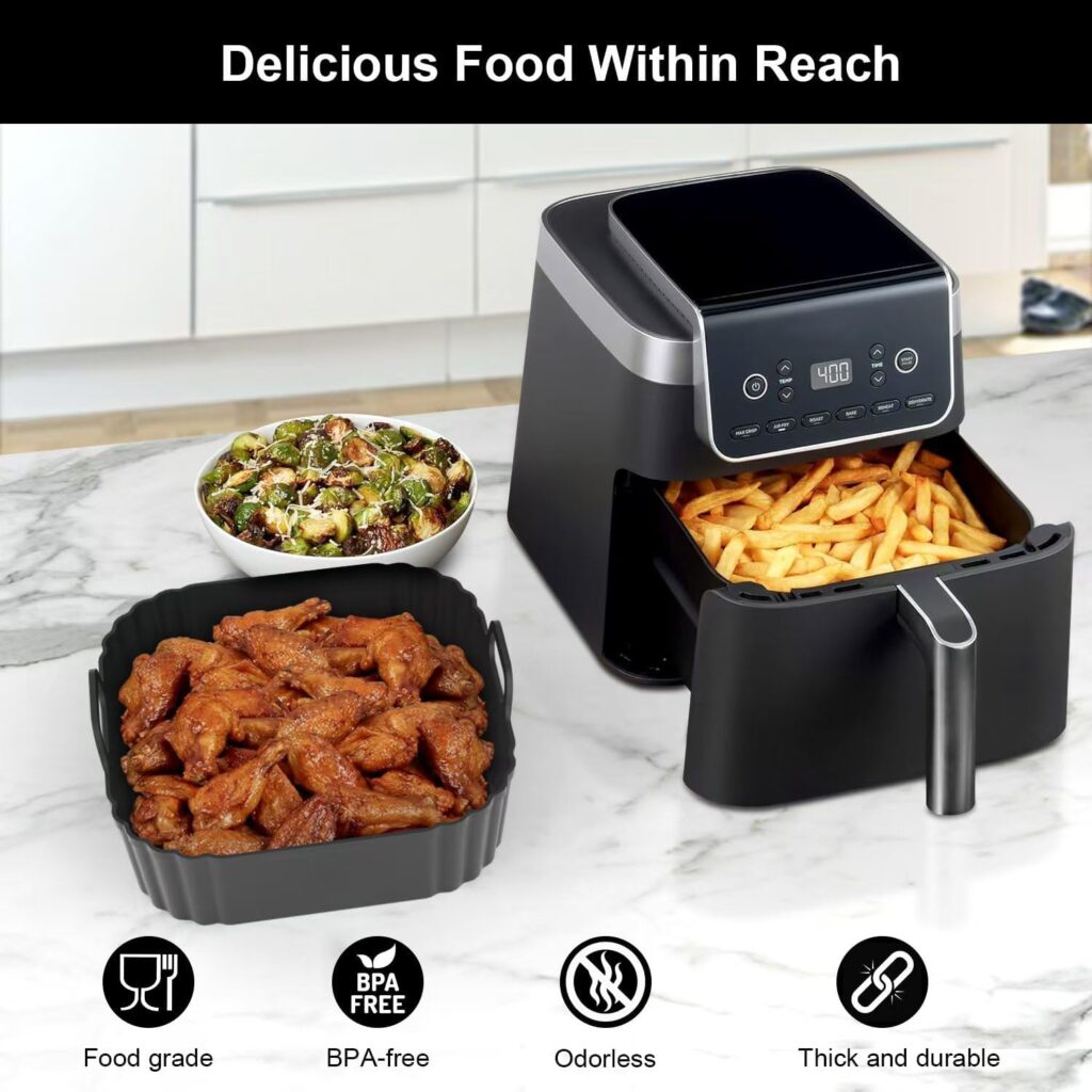 Square Silicone Air Fryer Liners 2 Pack 5-6.5QT for Ninja AF141/181 review | Air Fryer Reviews https://www.amazon.com/dp/B0DTQ9VFNX - Square Silicone Air Fryer Liners Pack 5-6.5QT for Ninja AF141/181