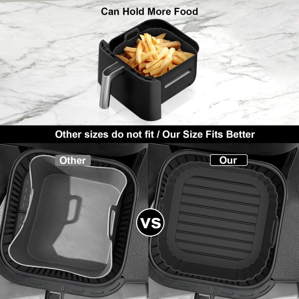 Square Silicone Air Fryer Liners 2 Pack 5-6.5QT for Ninja AF141/181 review | Air Fryer Reviews Square Silicone Air Fryer Liners Pack 5-6.5QT for Ninja AF141/181