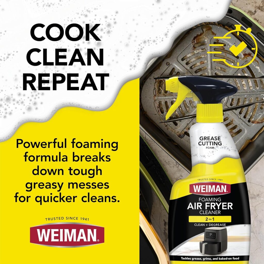 Weiman Foaming Air Fryer Cleaning Kit, Cleaner & Degreaser for Ceramic Baskets & Trays, Removes Grease, Grime, Oil & Baked-On Food, Includes Non-Abrasive Sponge, Fast-Acting, Residue-Free, 14 oz review | Air Fryer Reviews Weiman Foaming Air Fryer Cleaning Kit, Cleaner & Degreaser for Ceramic Baskets & Trays, Removes Grease, Grime, Oil & Baked-On Food, Includes Non-Abrasive Sponge, Fast-Acting, Residue-Free, oz review