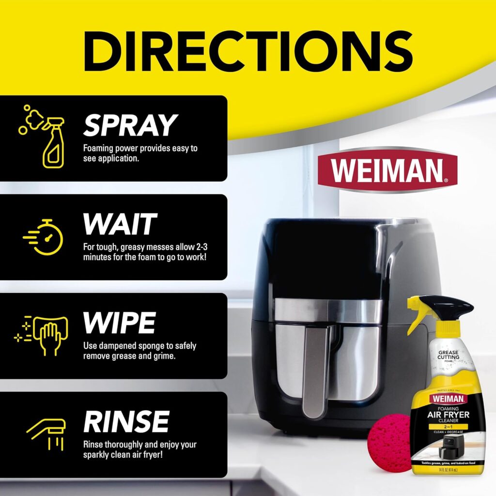 Weiman Foaming Air Fryer Cleaning Kit, Cleaner & Degreaser for Ceramic Baskets & Trays, Removes Grease, Grime, Oil & Baked-On Food, Includes Non-Abrasive Sponge, Fast-Acting, Residue-Free, 14 oz review | Air Fryer Reviews Weiman Foaming Air Fryer Cleaning Kit, Cleaner & Degreaser for Ceramic Baskets & Trays, Removes Grease, Grime, Oil & Baked-On Food, Includes Non-Abrasive Sponge, Fast-Acting, Residue-Free, oz review
